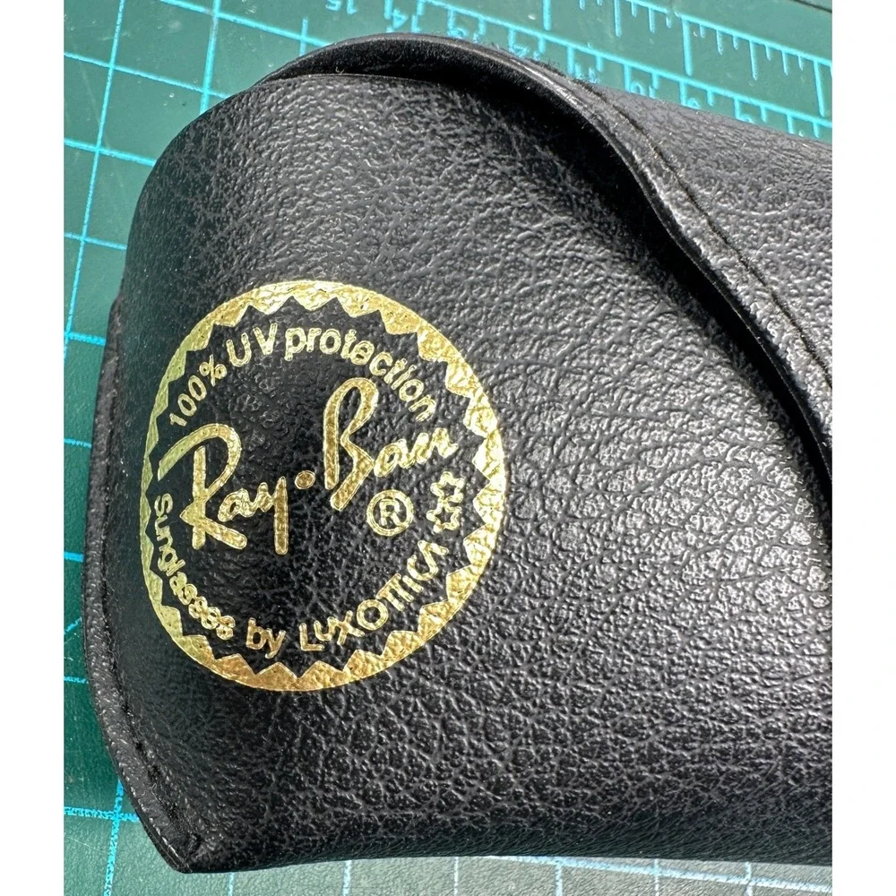 Ray-Ban Black Pebbled Leather Sunglasses Case Snap Close Luxottica Eyewear Case